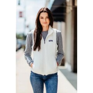 Patagonia Womens‎ Los Gatos Fleece Vest Birch White Full Zip 25216 Large